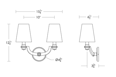 Art Deco Two Arm Sconce